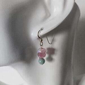 Gold-filled Tourmaline And Amazonite Earrings